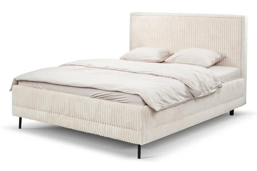 Čalouněná postel Foggy 160x200 béžová s úložným prostorem skandinávská do ložnice