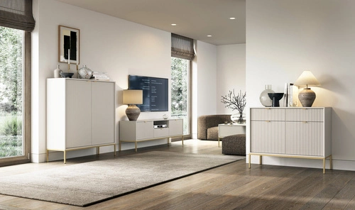 TV stolek s drážkovaným povrchem kašmír 154 cm Delicious moderní se zásuvkami do obýváku Intesi