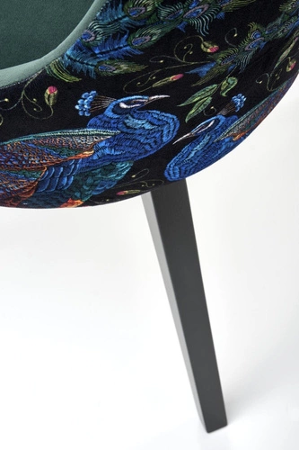 Jídelní židle Arkansas Intesi zelená čalouněná sametová moderní s dřevěnými nohami