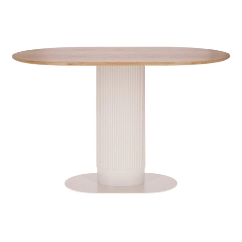 Jídelní stůl Maxim Intesi moderní oválný dubový dekor bílý na jedné noze 120x70 cm