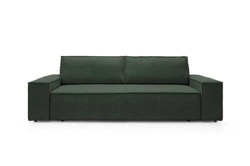 Rozkládací pohovka Molde manšestr zelená 3místná s úložným prostorem do obýváku