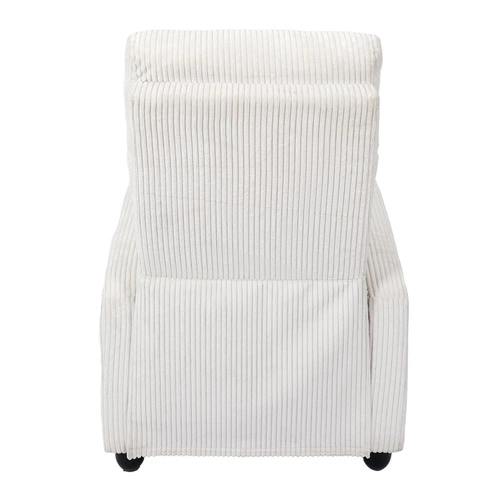 Rozkládací křeslo do obýváku Intesi Recliner Dream bílý manšestr moderní s podnožkou