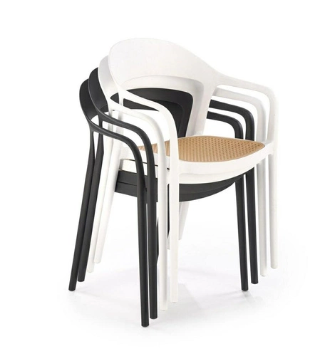 Jídelní židle Sorana Intesi bílá s přírodním akcentem, moderní, snadno čistitelná, stohovatelná