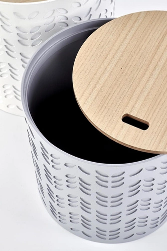 Sada dvou kulatých konferenčních stolků Lamba bílá moderní s úložným prostorem do obýváku