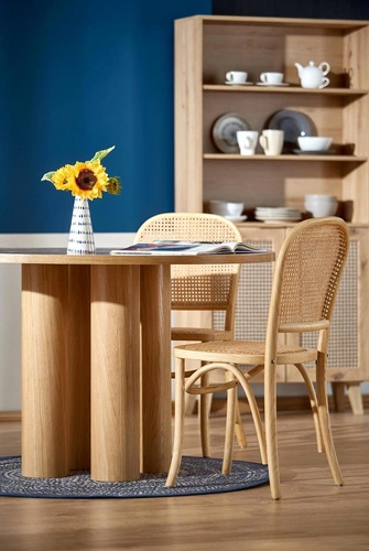 Jídelní kulatý stůl Zilonis 120 cm moderní přírodní dub Intesi skandinávský