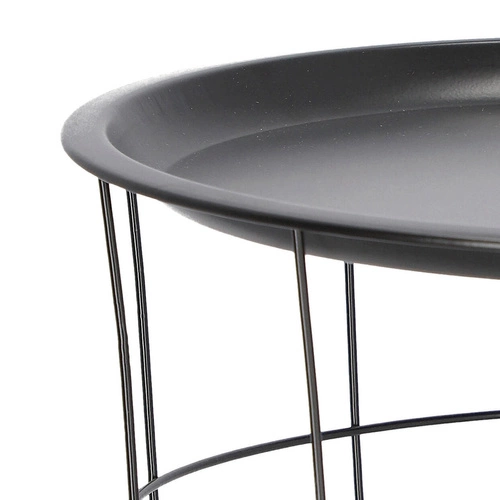 Kovový kulatý konferenční stolek s úložným prostorem černý do obýváku industriální Intesi