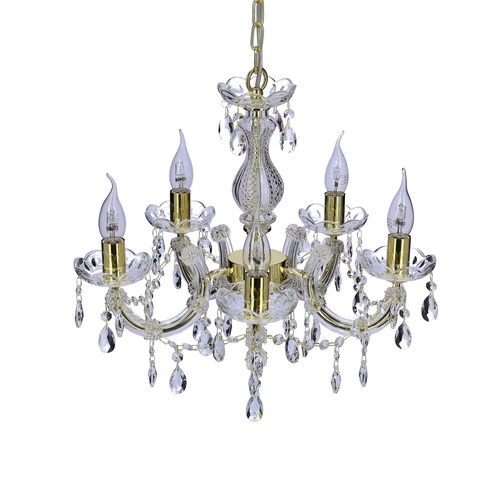 Křišťálový lustr Maria Teresa zlatý, 5ramenný, do obýváku a ložnice, nastavitelný