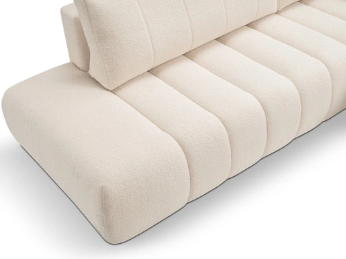 Moderní rohová rozkládací sedačka Hobro pravá béžová do obýváku s úložným prostorem