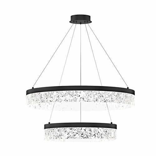 Závěsná lampa FROZI černá 38W LED 3000K čiré krystaly