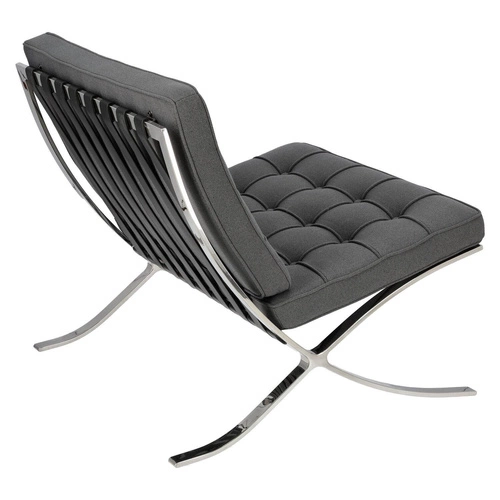 Relaxační křeslo BA1 inspirované Barcelona do obýváku glamour látka antracit chrom