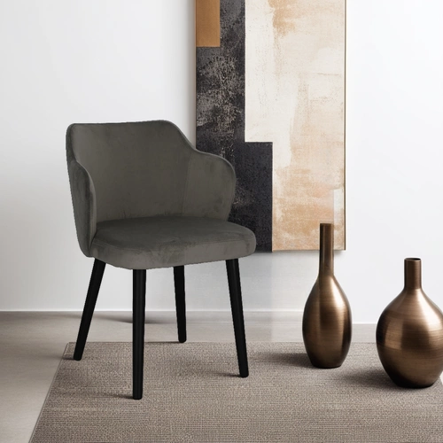 Čalouněná jídelní židle Bergen šedá s područkami moderní skandinávský styl Intesi