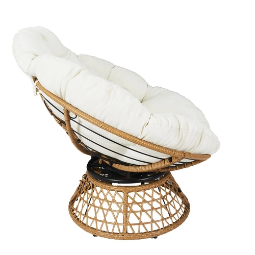 Zahradní otočné křeslo Cancun bílé boho s polštářem na terasu