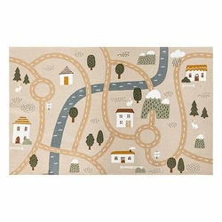 Dětský bavlněný koberec Road 100x150 moderní béžový