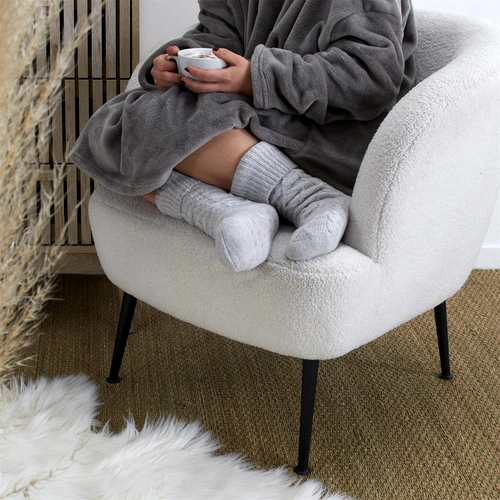 Zateplené pletené ponožky Intesi šedé 36-41, teplé domácí ponožky na dárek