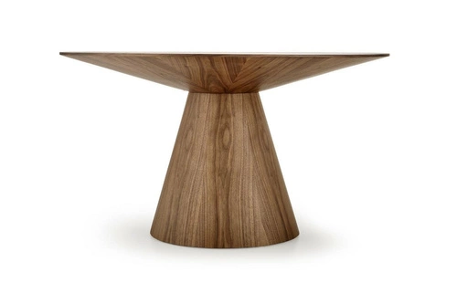 Moderní kulatý jídelní stůl Obituar 136 cm ořechový na jedné noze Intesi