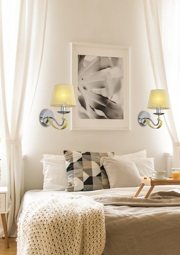 Nástěnné svítidlo Diva moderní glamour zlaté s látkovým stínidlem do obýváku a ložnice CANDELLUX