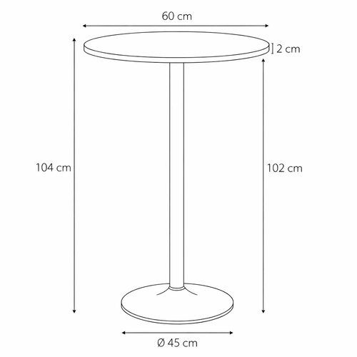 Barový stůl Hvar kulatý černý moderní do kuchyně a restaurace kovový 60 cm