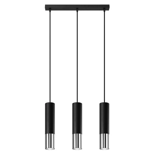 Závěsné svítidlo Loopez 3-bodové černý chrom moderní do obýváku a nad kuchyňský ostrůvek