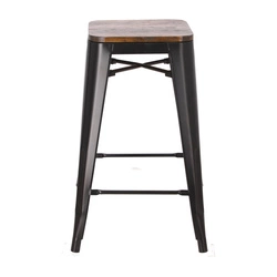 Židle barová Paris Wood 65cm černá borovice ořech Výprodej