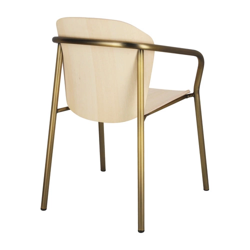 Jídelní židle Finn dřevěná s područkami na zlatých nohách moderní SCAB Design