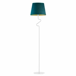 Stojací lampa FOGO GOLD zelený samet moderní do obýváku glamour s látkovým stínidlem Lysne
