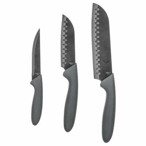 Sada 3 kuchyňských nožů Santoku 5five simply smart nerezová ocel šedá moderní