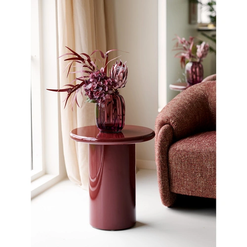 Otago kulatý konferenční stolek bordový 45 cm moderní do obýváku