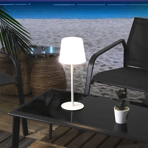 Intesi moderní bílá stolní LED lampa USB bezdrátová do obýváku a na terasu