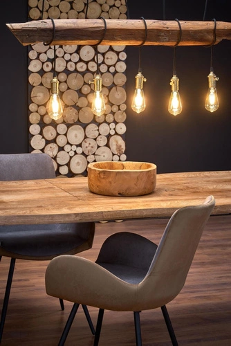 Rozkládací jídelní stůl Sonik, přírodní dub, černé nohy, moderní, 120–180 cm