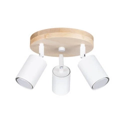 Stropní svítidlo VERDO 3P bílé skandinávské kovovo-dřevěné do obýváku s nastavitelnými stínidly
