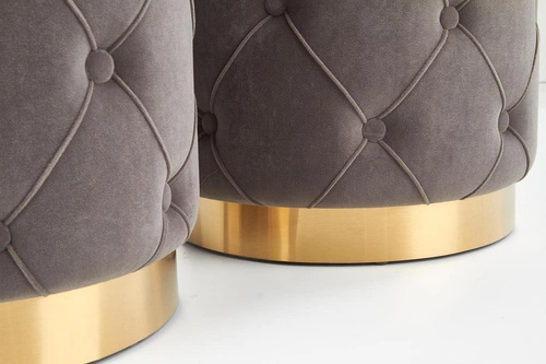 Sada 2 šedých kulatých taburetů Grena s úložným prostorem do obýváku moderní glamour