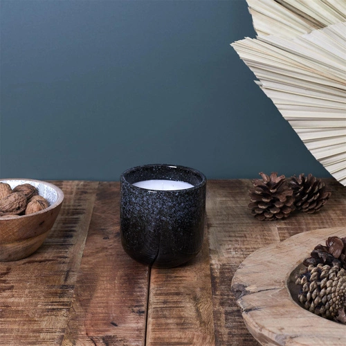 Dekorační svíčka Glaze S Intesi černá kulatá v keramice moderní do obýváku