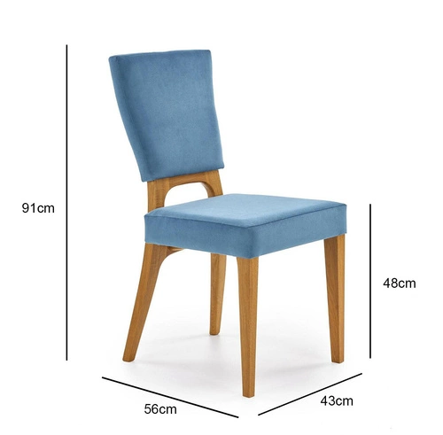 Jídelní židle Remi Intesi dřevěná čalouněná modrá skandinávský dub