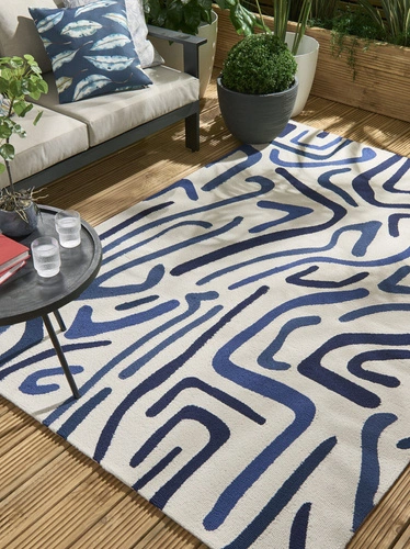 Venkovní koberec boho Synchronic Japanese Ink Origami 140x200 na terasu a balkon snadno čistitelný