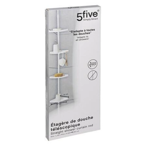 5five simply smart teleskopická bílá koupelnová police do sprchy nastavitelná 240 cm