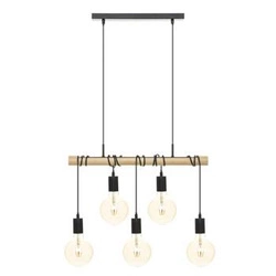 Jake industriální dřevěné závěsné svítidlo 5 světel s nastavitelnou výškou do obývacího pokoje a kuchyně Atmosphera