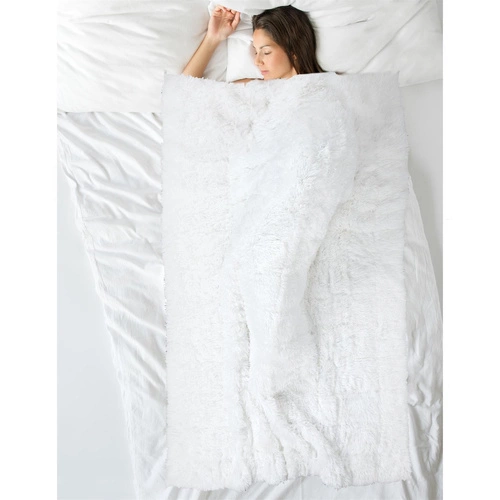 Zátěžová deka Furry 150x200 cm bílá, hebká a teplá na postel do ložnice