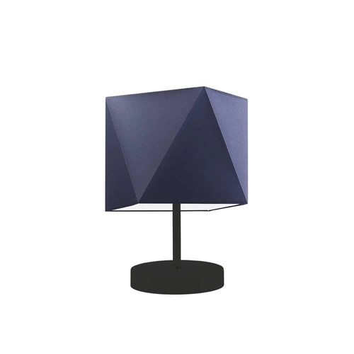 Noční lampička do ložnice PASADENA modrá moderní s látkovým stínidlem na černé konstrukci LYSNE