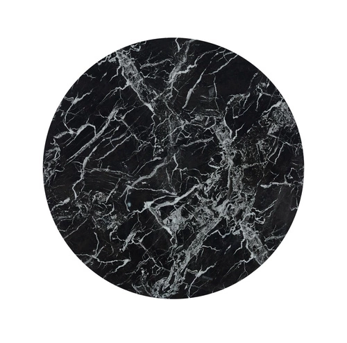 Kulatý skleněný stůl Edward černý mramor zlaté nohy glamour do jídelny nebo obýváku 100 cm