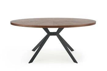 Jídelní kulatý stůl Locco ořechový moderní s černými nohami 170x90 cm Intesi