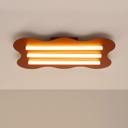 Moderní kovový LED stropní svítidlo Klover okrově červené do obývacího pokoje