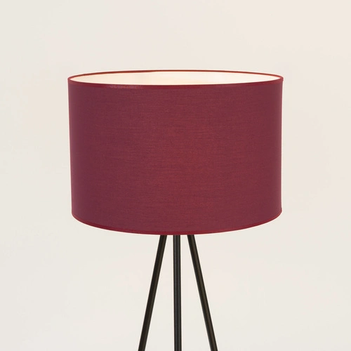Stojací lampa do obýváku NEVIA burgund moderní s textilním stínidlem na kovové základně