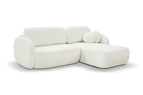 Rohová sedačka s rozkladem pravá Salby bílá moderní s úložným prostorem do obýváku