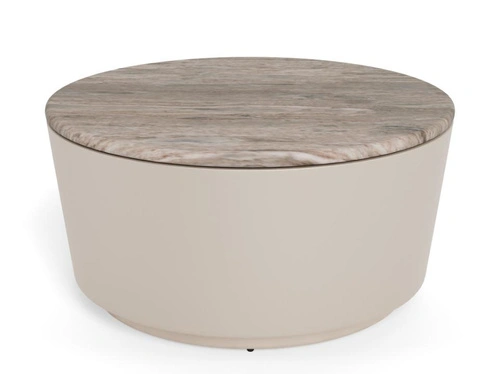 Konferenční stolek Cangas kulatý 80 cm šedý mramorový moderní do obýváku