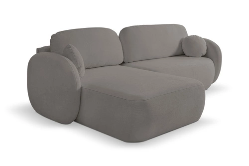 Rohová rozkládací pohovka levá Salby šedá moderní s úložným prostorem do obýváku Intesi