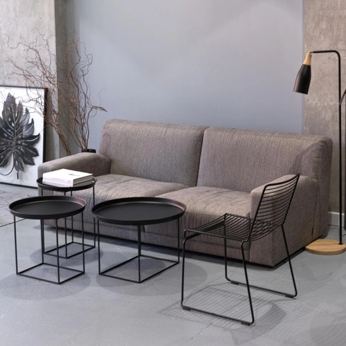 Kulatý kovový konferenční stolek Ramme černý moderní 63 cm do obýváku NORDIFRA