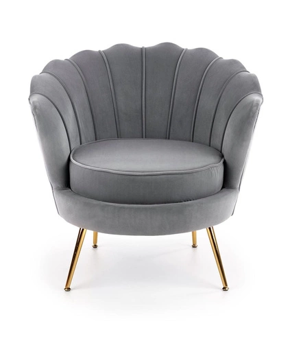 Křeslo mušle Florencie šedý samet glamour do obýváku Intesi moderní s područkami