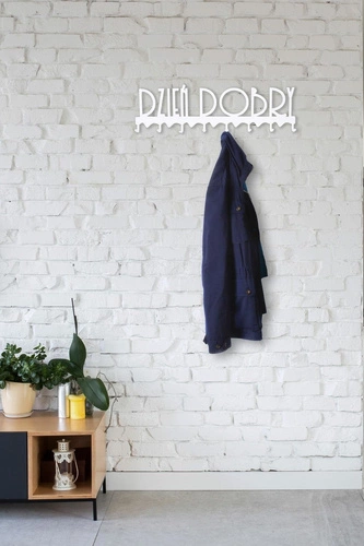 Bílý nástěnný věšák Dzień dobry Intesi moderní do předsíně s 8 háčky