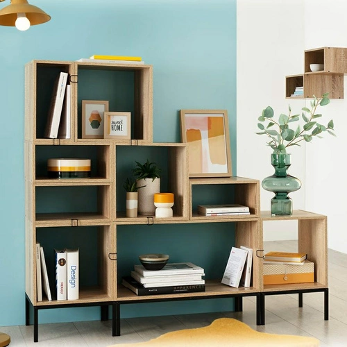 Nástěnná police Kali obdélníková přírodní 69 cm do kuchyně a obýváku klasická závěsná