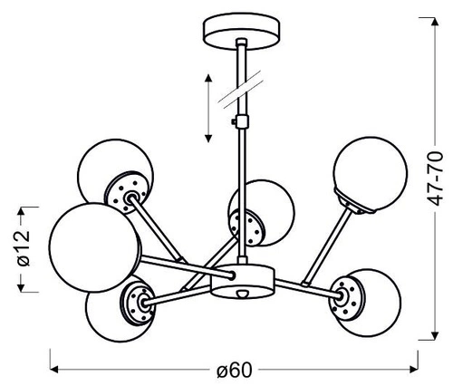 Závěsné svítidlo Best chrom nastavitelné 6bodové do obýváku a jídelny moderní